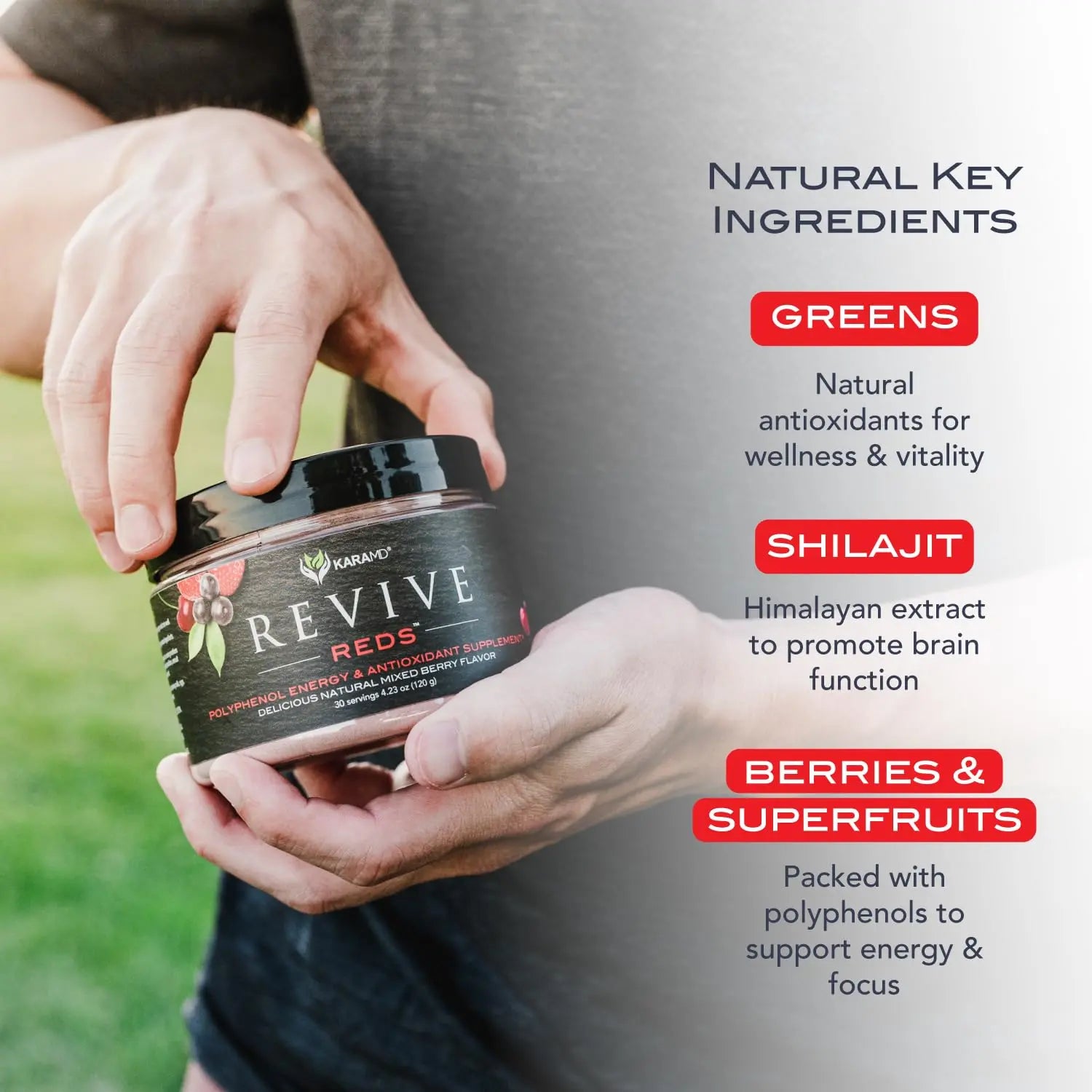 KaraMD Pure Nature Greens Whole Food Supplement & Revive Reds Polyphenol Energy Booster | Antioxidants, Shilajit & Enzymes | Vegan Friendly, Gluten Free, Non-GMO (30 Servings) KaraMDnz supplements
