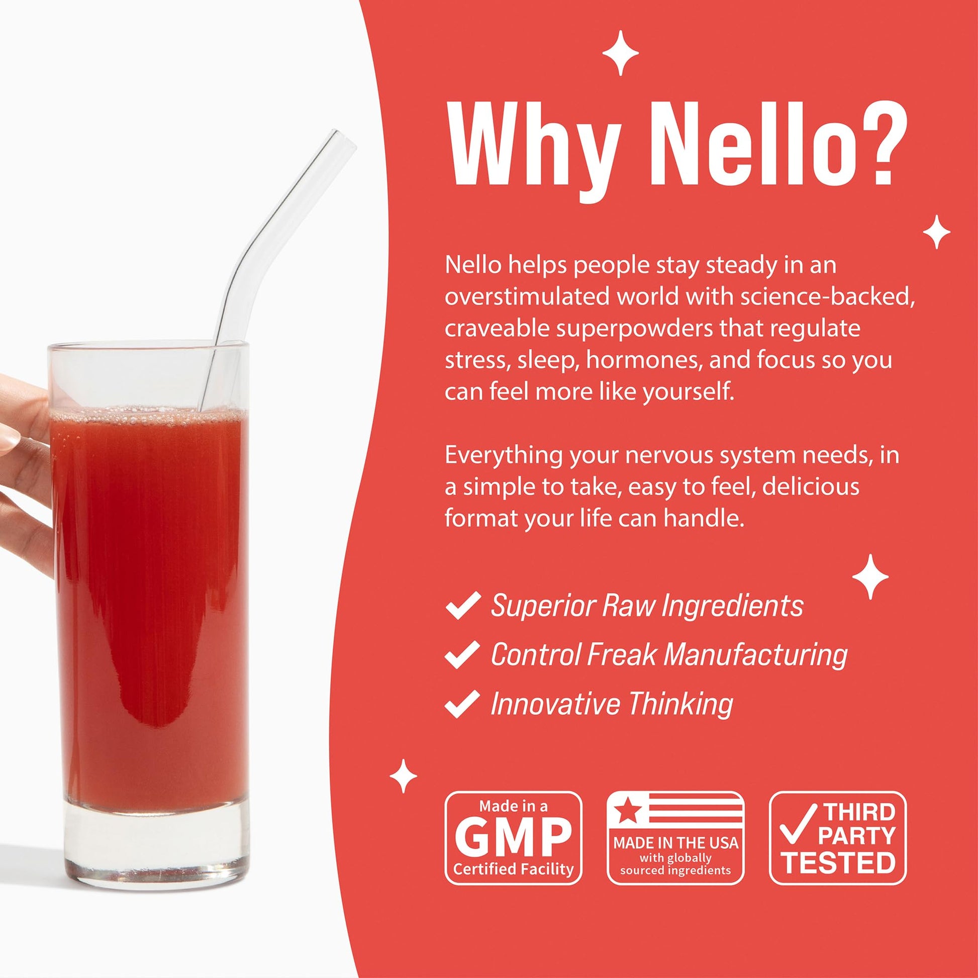 Nello Superfocus – Nootropic Focus Drink Mix for Productivity, Caffeine, L-Theanine, Rhodiola Rosea, Alpha-GPC, Lion’s Mane, Tyrosine, Sugar-Free Packets - With Caffeine (Pack of 20) (20 Servings (Caffeine), Fruit Punch) NelloAu supplements