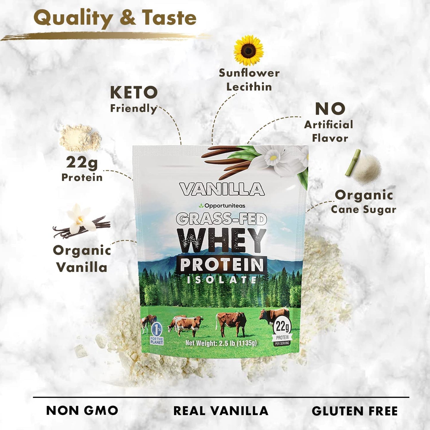 Opportuniteas Chocolate & Vanilla Whey Protein Powder Bundle - Grass Fed Whey Isolate OpportuniteasUS supplements