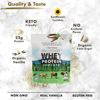 Opportuniteas Chocolate & Vanilla Whey Protein Powder Bundle - Grass Fed Whey Isolate OpportuniteasUS supplements