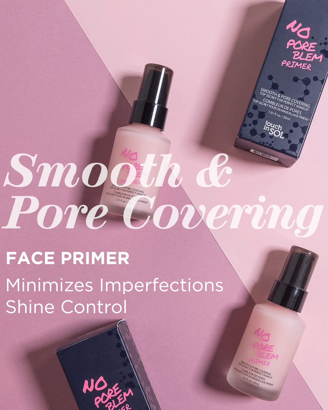 TOUCH IN SOL No Poreblem Primer – Pore Primer for Korean Makeup, Mattifying Primer for Oily Skin, Pore Eraser for Large Pores, Blurring Finish from K Beauty (1.01 fl.oz/30ml) Touch in SolAu supplements
