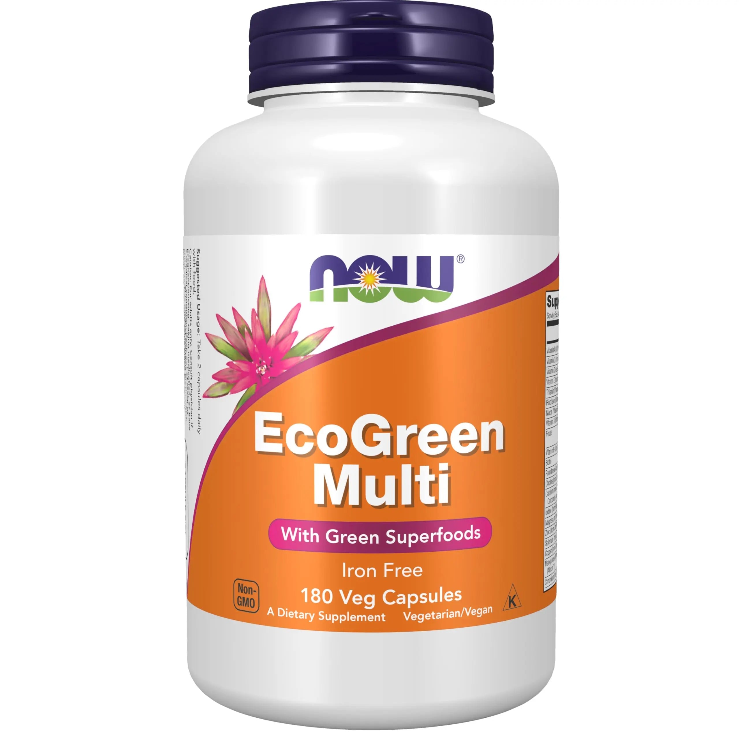 NOW Supplements, EcoGreen Multi Vitamin with Green Superfoods, Iron-Free 180 Veg Capsules NOW FoodsAu supplements