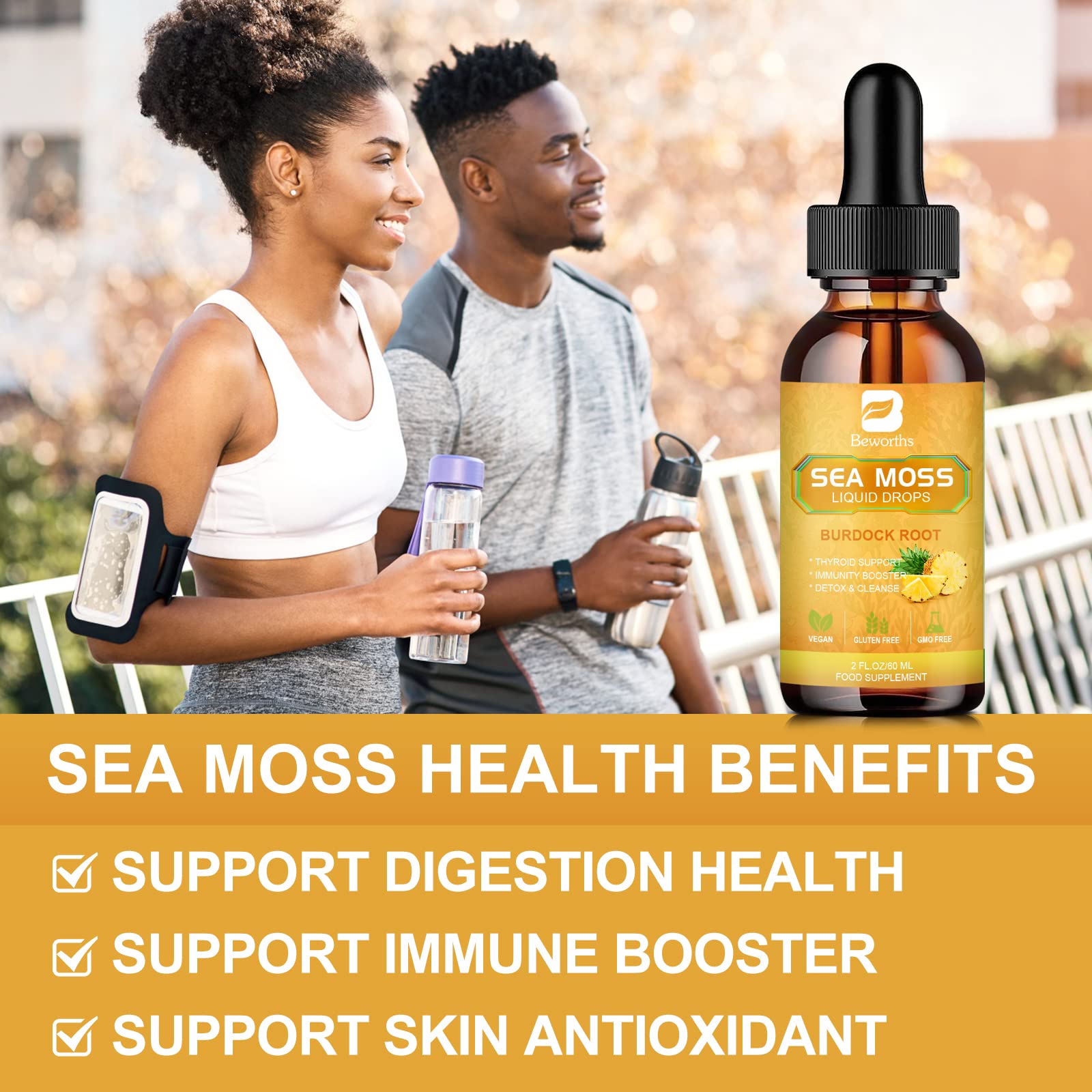 B BEWORTHS Sea Moss Liquid Drops - Organic Irish Sea Moss Gel with Burdock Root B BEWORTHSUS supplements