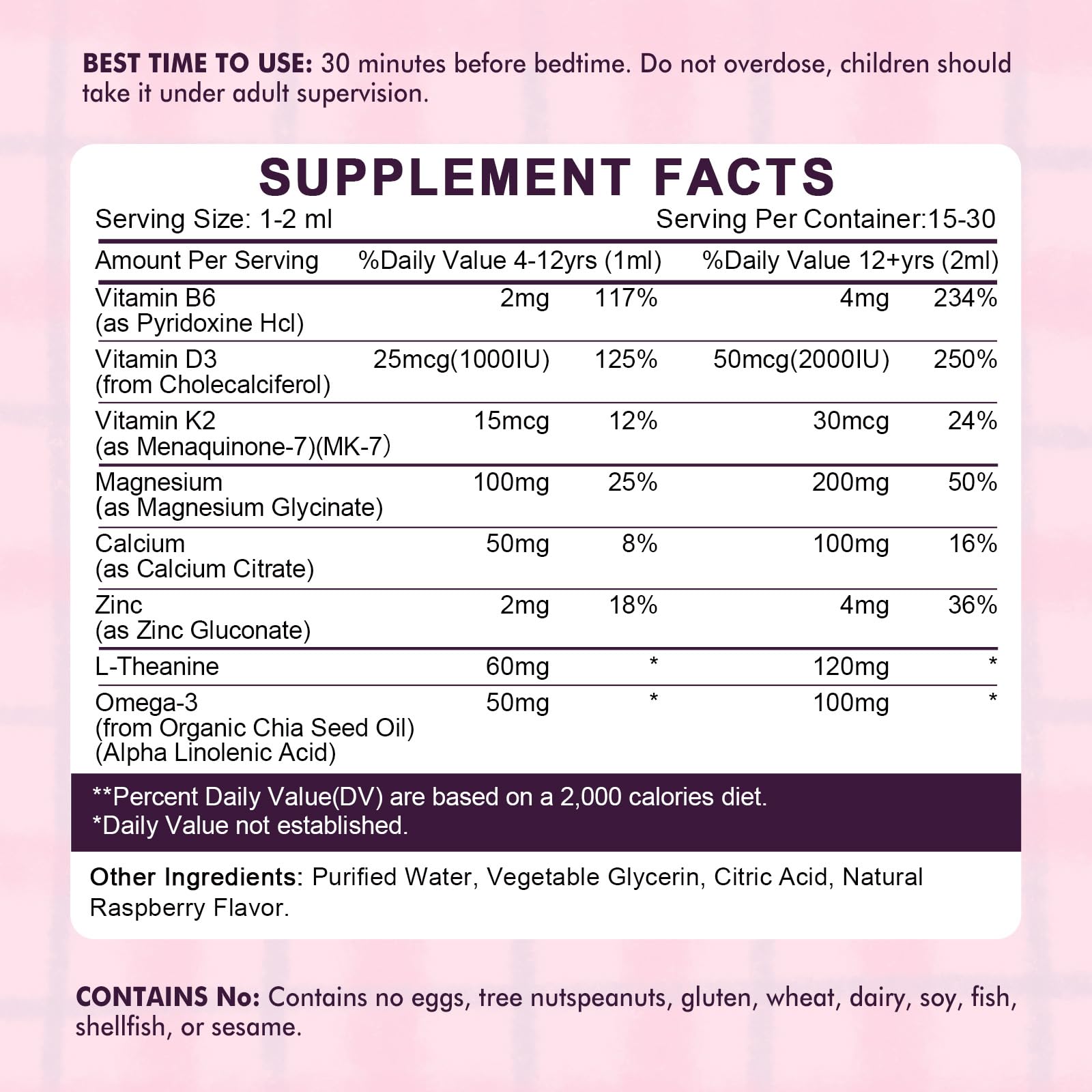 Kids Magnesium Glycinate Sleep Liquid Drops – Sleep & Calm Support with L-Theanine – Melatonin-Free, Sugar-Free Vegan Raspberry Supplement – 2 Bottles, 30ml Each LUCNVEMAu supplements