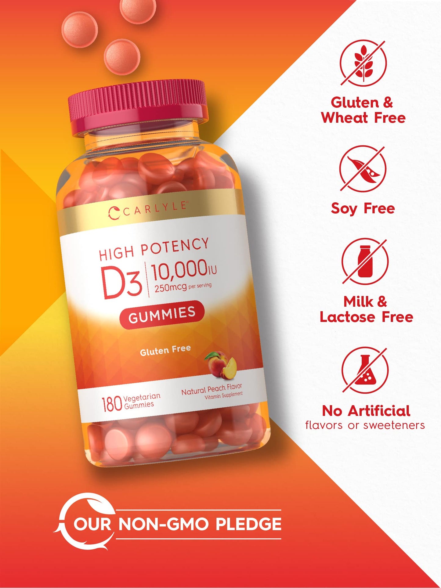 Carlyle Vitamin D3 Gummies | 10,000 iu | 180 Count | Vegetarian, Non-GMO CarlyleUS supplements
