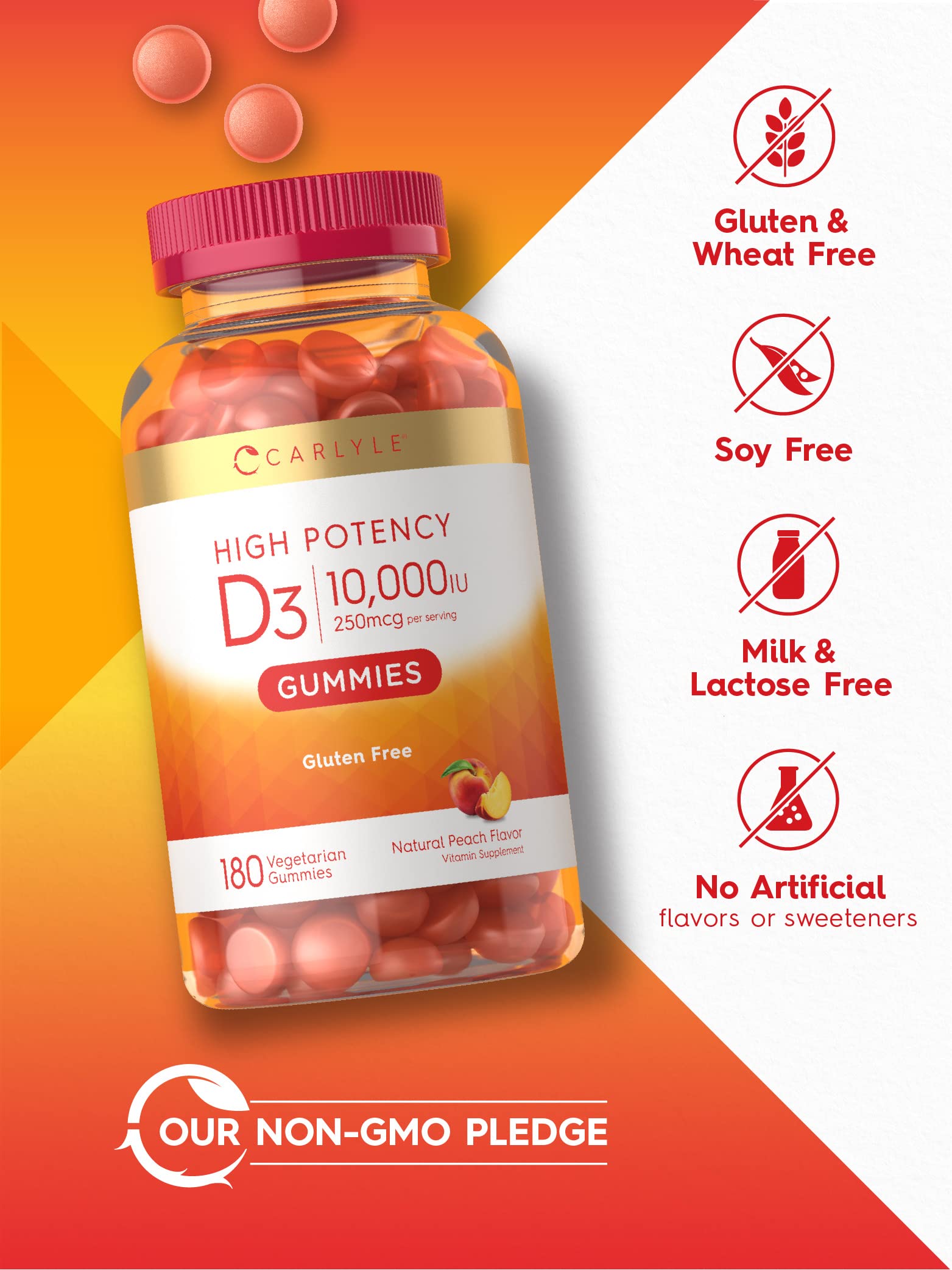 Carlyle Vitamin D3 Gummies | 10,000 iu | 180 Count | Vegetarian, Non-GMO CarlyleAu supplements