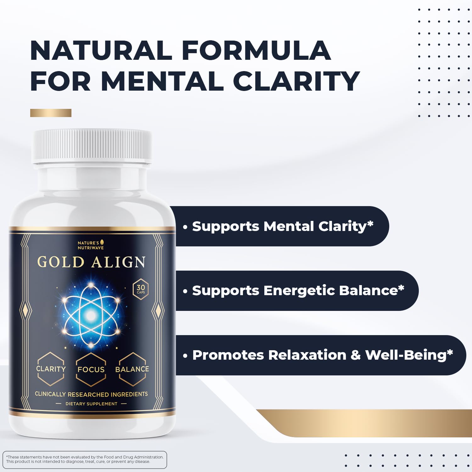 Gold Align - Holy Basil Capsules with Sage, Goldenseal, Monoatomic Gold - Herbal Supplement for Overall Health,100% Natural - Made in USA, Non-GMO, GMP-Certified - 30 Capsules, 1 Month Supply Nature’s NutriWaveAu supplements