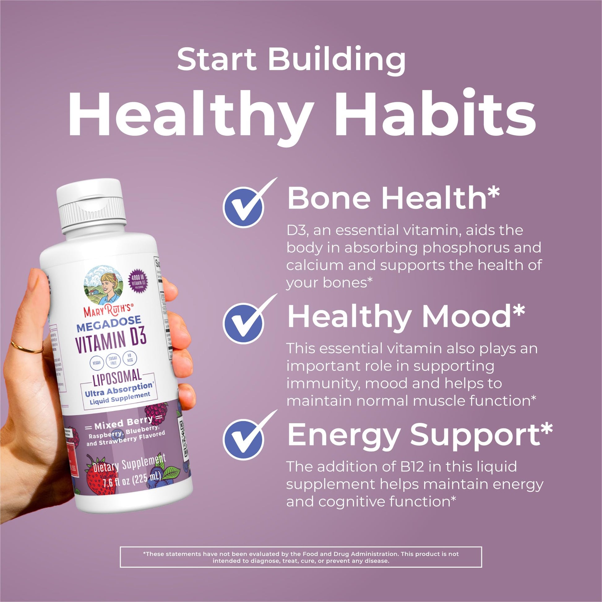 MaryRuth Organics Megadose Vitamin D3 Liposomal | Vitamin D 4000 IU | Ultra Absorption | Immune Support for Adults | Bone Health | VIT D3 | Vegan | Sugar Free | Gluten Free | Non-GMO | 45 Servings MARYRUTH'SUS supplements