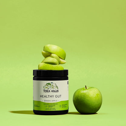 Healthy Gut Green Apple | 30-Servings with L-Glutamine, Zinc, Glucosamine, Slippery Elm Bark, Marshmallow Root and More! TERRA ORIGINUS supplements