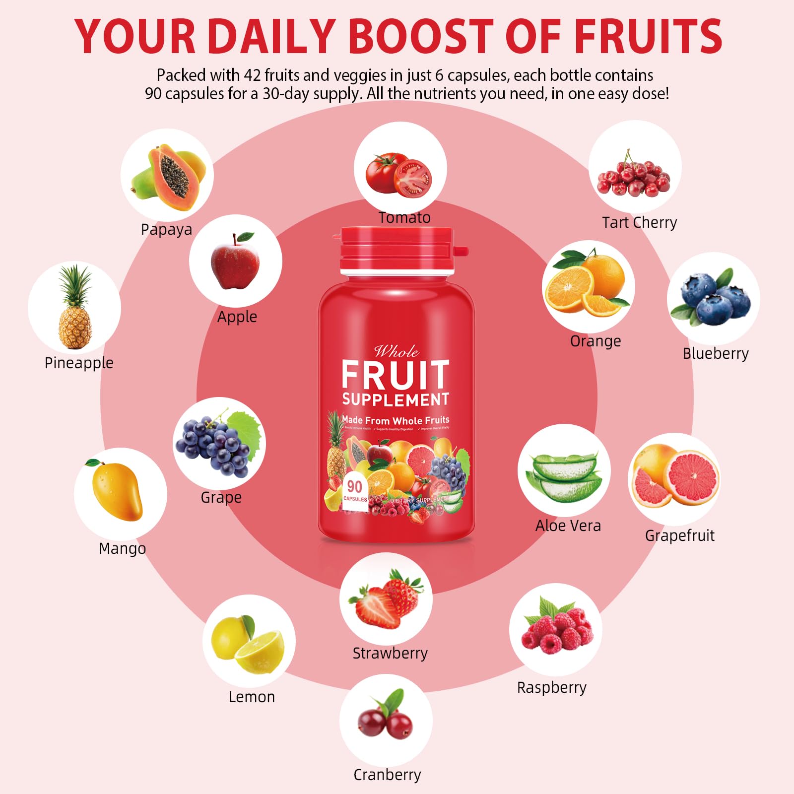 Ruduwu Fruit Capsules - 100% Whole Natural Fruits Supplements - Vitamins Supplement Dietary Nutritional Balance,Whole Food Supplement Ingredients Blended Vitamin & Mineral RuduwuAu supplements