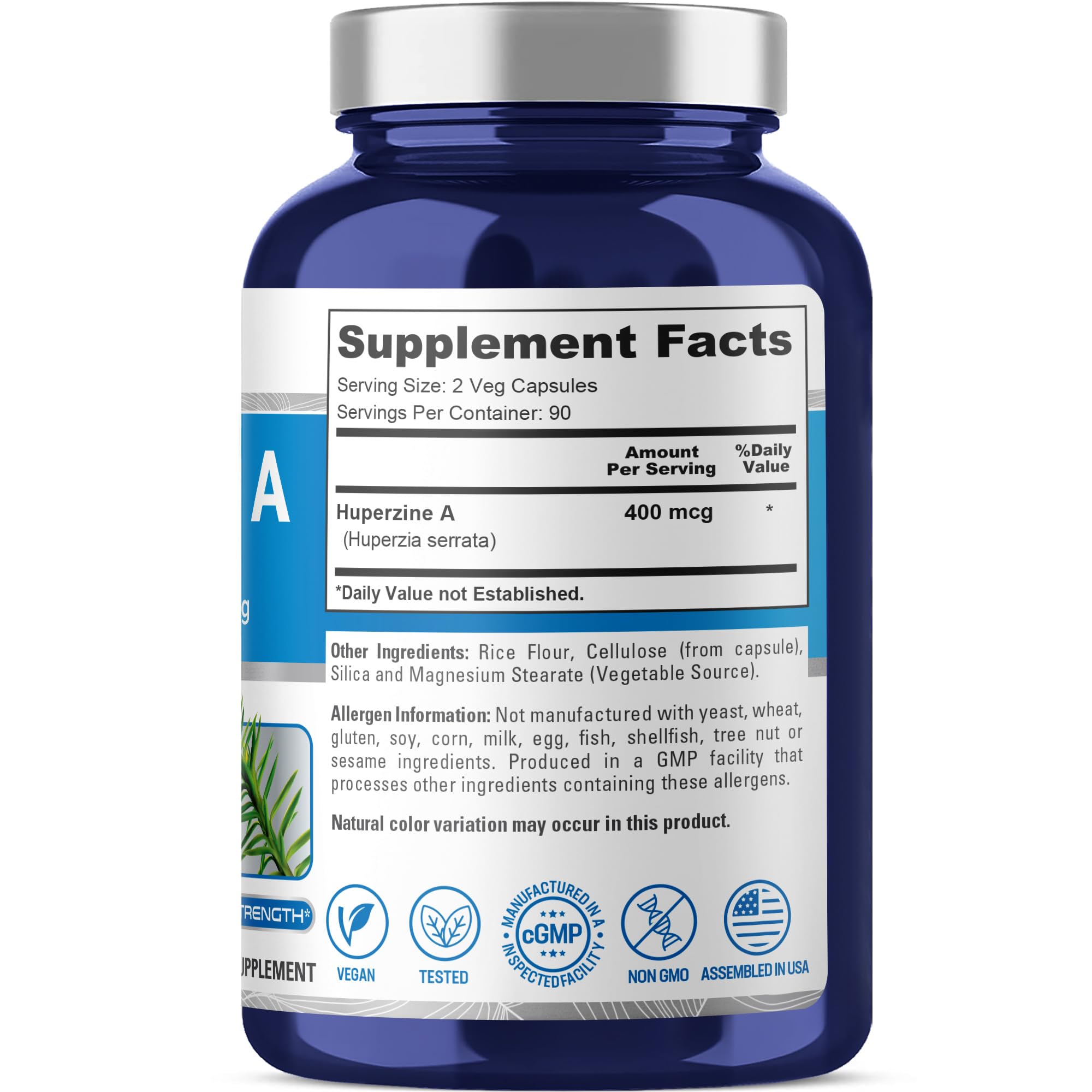 NusaPure Huperzine A 400mcg 180 Veggie Capsules (Vegetarian, Non-GMO, Vegan) NusaPureAu supplements