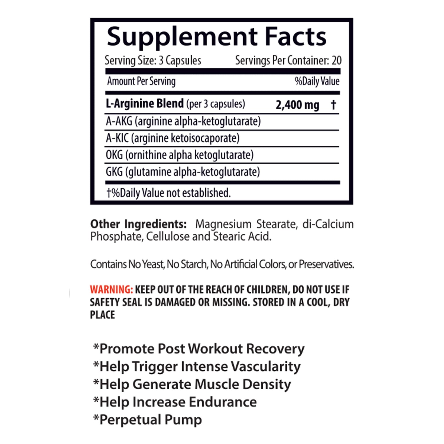 L-arginine Supplement - Nitric Oxide Booster 2400mg - Nitric Oxide Booster - pre Workout Sport SupplementsUS supplements