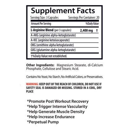 L-arginine Supplement - Nitric Oxide Booster 2400mg - Nitric Oxide Booster - pre Workout Sport SupplementsUS supplements