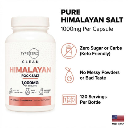 Type Zero Himalayan Rock Salt Capsules (120 Capsules) (1000mg per Serving) Type ZeroUS supplements