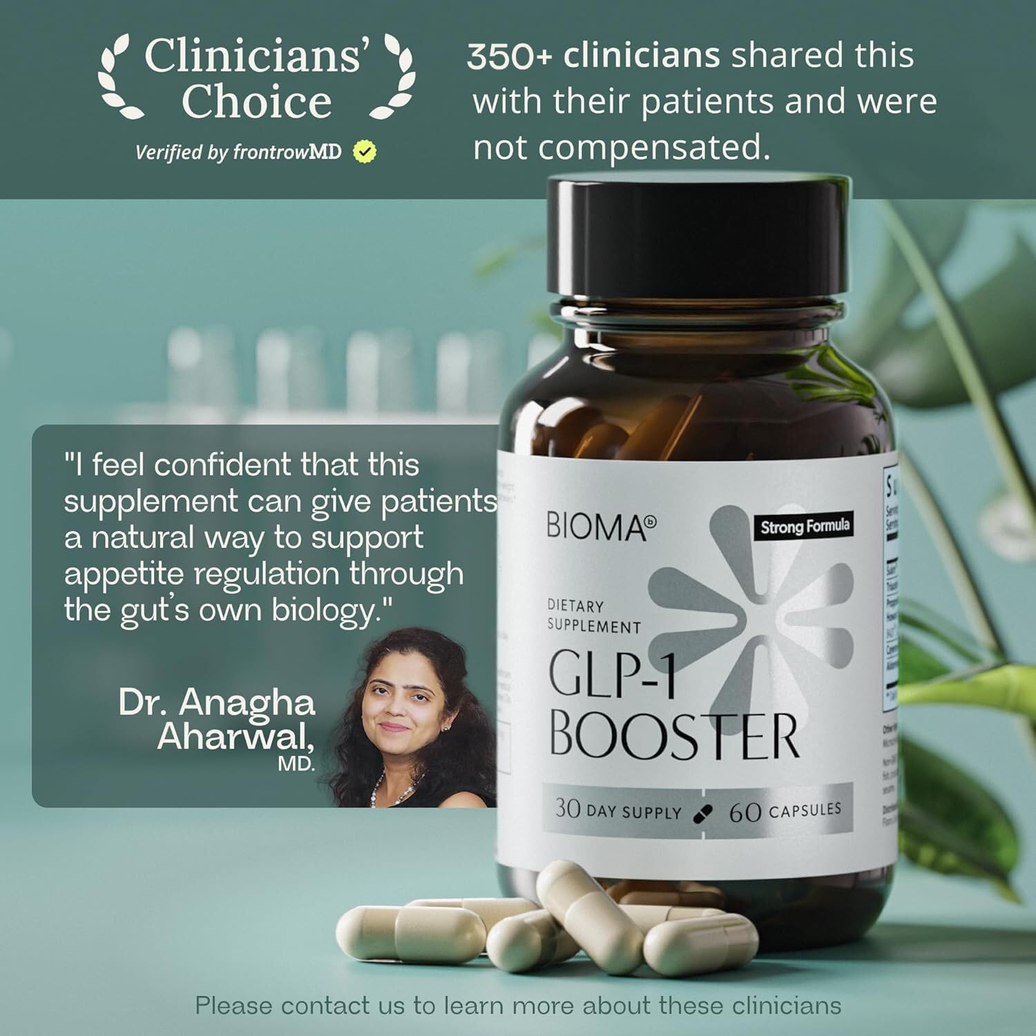 BIOMA GLP-1 Booster - Natural Appetite Control Supplement with Clinically Proven Probiotics, Prebiotics & Postbiotics - Support Weight Management & Satiety, (60 Capsules - 30 Day Supply) BIOMAAu supplements