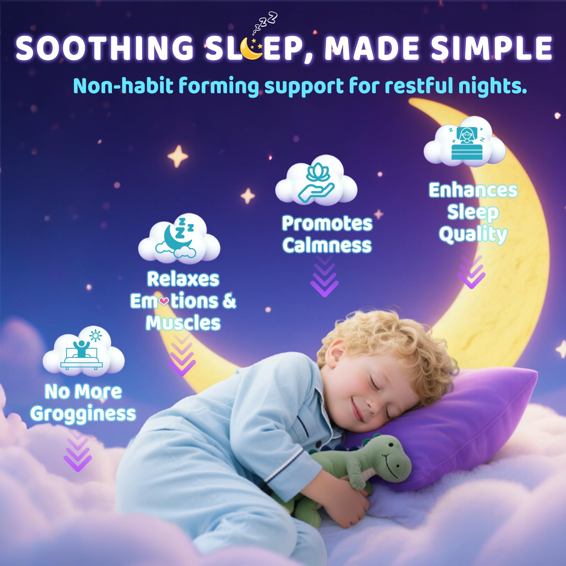 Kids Sleep Gummies, NO Melatonin Sleep Aid Gummies w/ Magnesium Glycinate, Magnesium Malate, L-Theanine, Lavender, B6, Zinc, D3K2 for Restful Sleep, Relax Brain & Muscle, Immune Support, Non-GMO 1Pack ELLAMENTZAu supplements