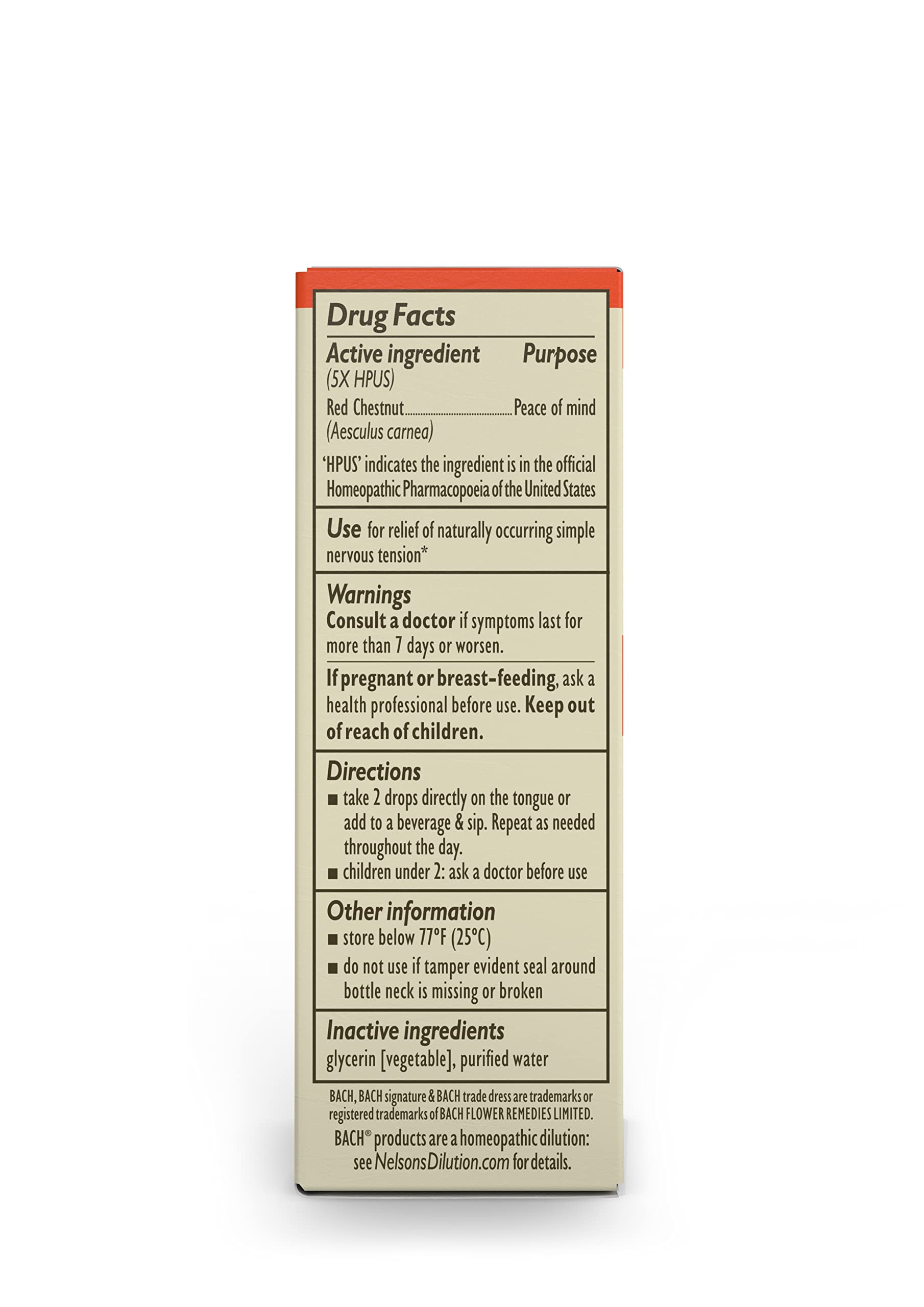 Bach Original Flower Remedies, Red Chestnut for Peace of Mind (Non-Alcohol Formula) BachAu supplements
