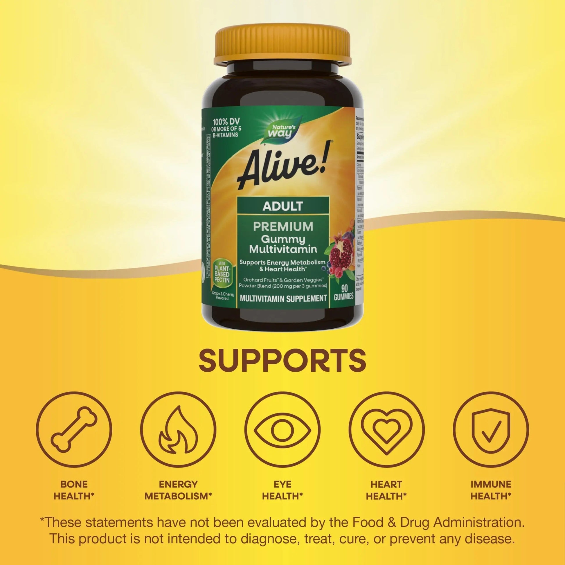 Nature's Way Alive! Adult Premium Multivitamin Gummy, Full B-Vitamin Complex, Supports Energy Metabolism & Heart Health*, 90 Gummies Nature's WayAu supplements