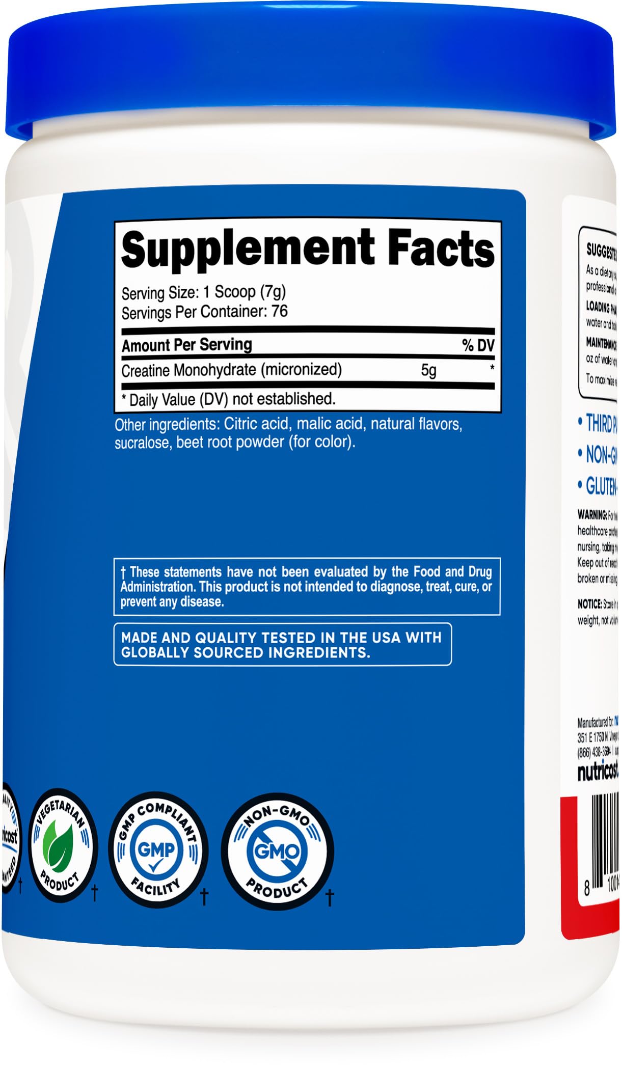 Nutricost Creatine Monohydrate Powder (Fruit Punch, 500 Gram) NutricostUS supplements