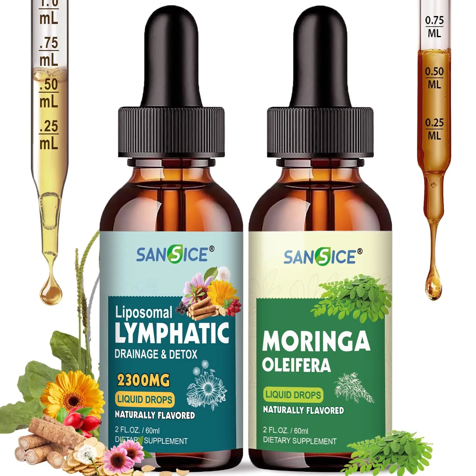 SANSICE Organic Moringa Supplement, Liquid Moringa Leaf Extract for Women & Men, Lymphatic Drainage Supplement with Echinacea for Lymph System Support SANSICEAu supplements