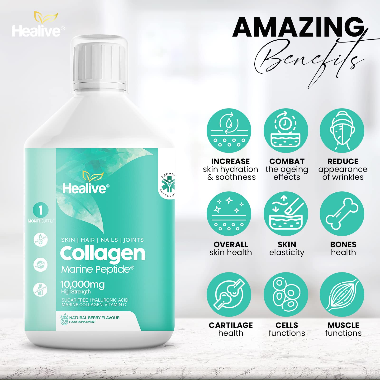 HEALIVE Marine Collagen Peptides - Skin, Hair, Nail & Joint, Support Against Premature Ageing HEALIVEAu supplements