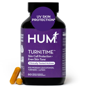 HUM Turn Back Time Turmeric Supplement for Youthful Looking Skin Support with Green Tea Extract, Lutein & Polyphenols, Skin Care Aging & Collagen Support Capsules for Even Tone, 60 Vegan Capsules HUMUS supplements
