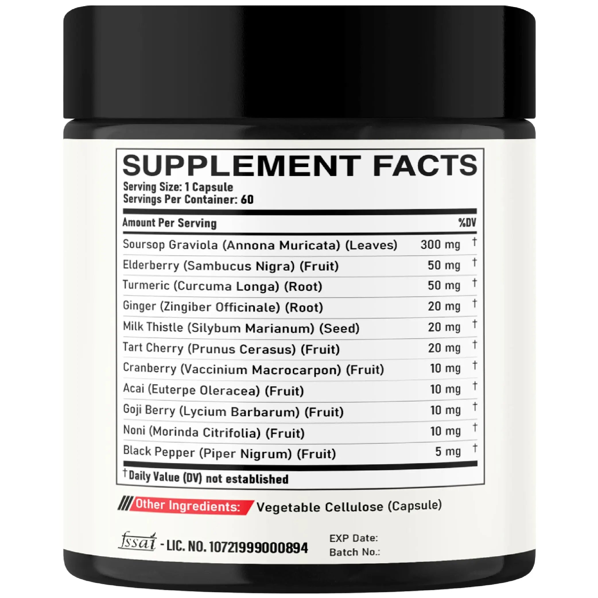 DEDICAD 11in1 Graviola Soursop Capsules - Blended with Elderberry, Turmeric, Ginger, Milk Thistle, Cranberry & More - Support Positive Mood, Immune System & Body Management DEDICADnz supplements