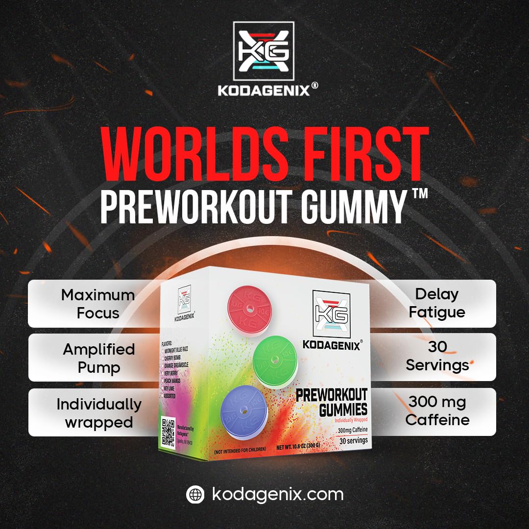 Kodagenix Pre Workout Gummies for Men and Women with Caffeine, L-Citrulline and Beta KodagenixAu supplements