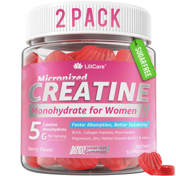 Creatine for Women Gummies, Micronized Creatine Monohydrate + Myo-Inositol, Collagen Peptides, BCAAs, Hyaluronic Acid, Vitamin B6 B12, Zinc for Enërgy, Föcus, Hörmonal Balance, Sugar Free, 120 Counts LILICAREAu supplements
