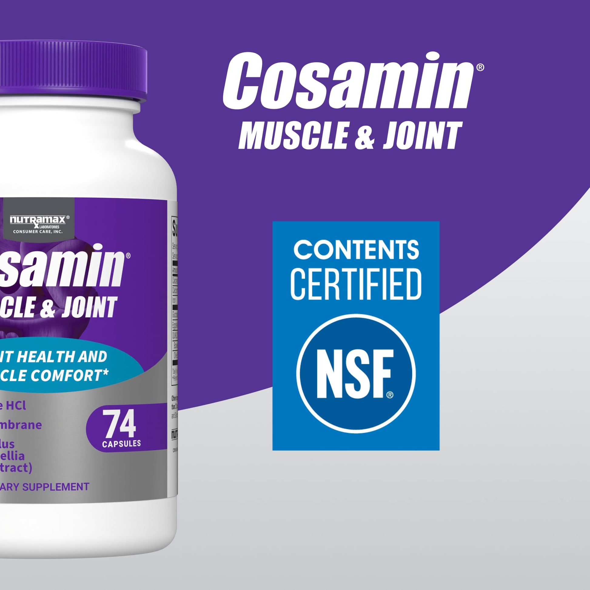 Cosamin Nutramax Muscle & Joint, Works to Decrease Cartilage Breakdown, Joint Health Supplement, Adult Men and Women Joint Health, 74 Capsules CosaminAu supplements