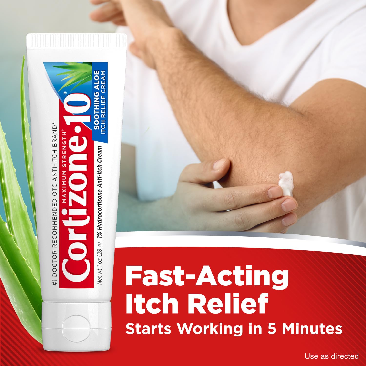 Cortizone-10 Maximum Strength Soothing Aloe Itch Relief Cream, 1% Hydrocortisone, Fast-Acting, Anti-Itch Cream for Bug Bites, Rash, Eczema, Psoriasis, Poison Ivy, Oak, Sumac & More, 1 oz Cortizone 10Au supplements