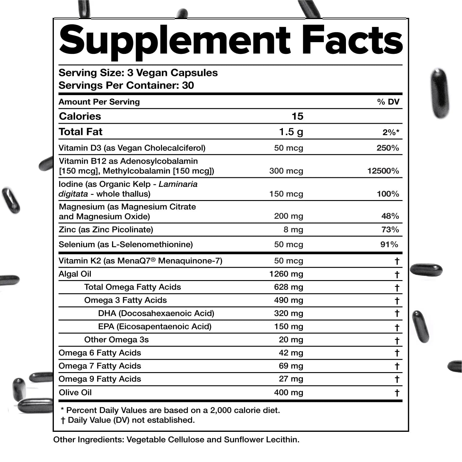 Complement Essential Vegan Multivitamin for Men & Women (30 Servings, 90 Capsules) with Omega-3 DHA & EPA, B12, Vitamin D3 & K2, Zinc, Selenium ComplementAu supplements