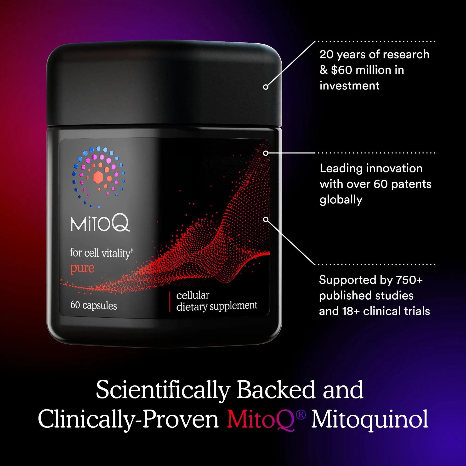 MitoQ Pure Advanced Mitochondria Supplement Superior Bioavailability to CoQ10 | Reduces Free Radical Damage for Healthy Aging, Metabolism, Heart Health, Energy, Strength & Mobility MitoQnz supplements