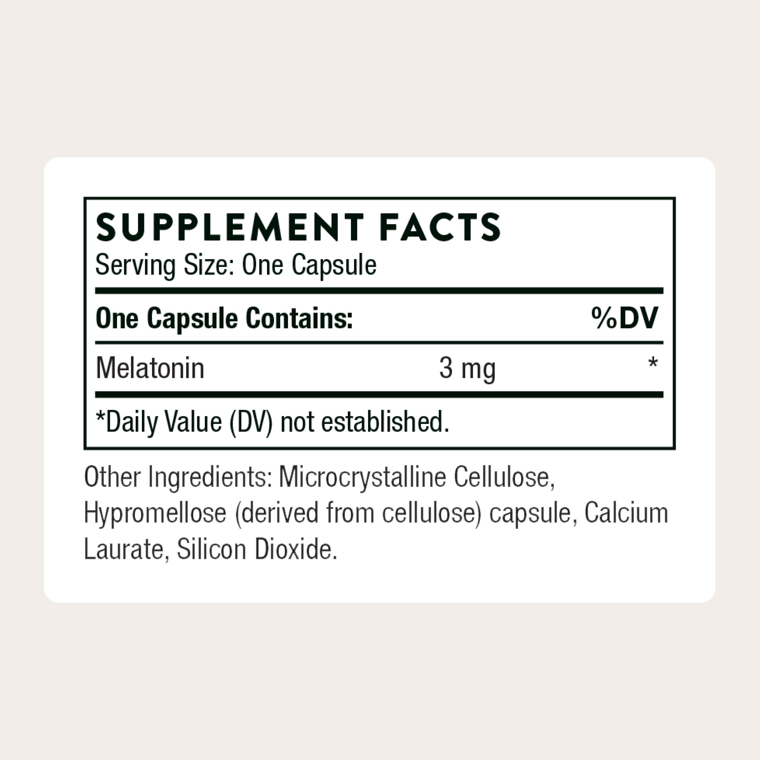 THORNE - Melaton-3 - 3mg Melatonin Supplement - Supports Normal Circadian Rhythms, Restful Sleep & Relaxation* - NSF Certified for Sport - 60 Capsules THORNEAu supplements