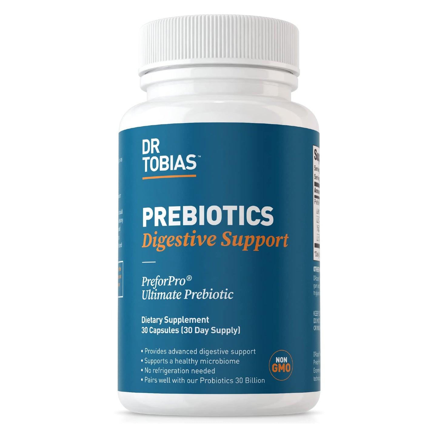 Dr. Tobias Prebiotics, Supports Digestion & Gut Health, Feed Good Probiotic Bacteria, Boost Gut Immune Function, Vegan & Non-GMO Gut Health Supplements for Men and Women Dr. TobiasUS supplements