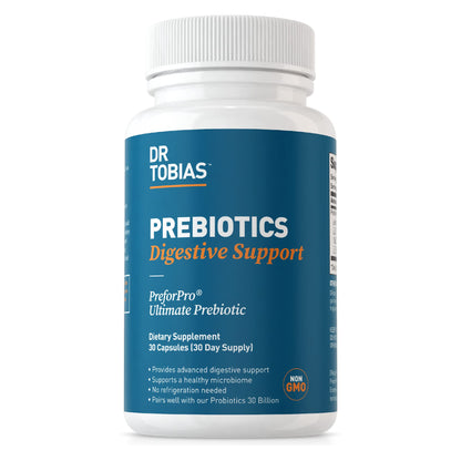 Dr. Tobias Prebiotics, Supports Digestion & Gut Health, Feed Good Probiotic Bacteria, Boost Gut Immune Function, Vegan & Non-GMO Gut Health Supplements for Men and Women Dr. TobiasUS supplements