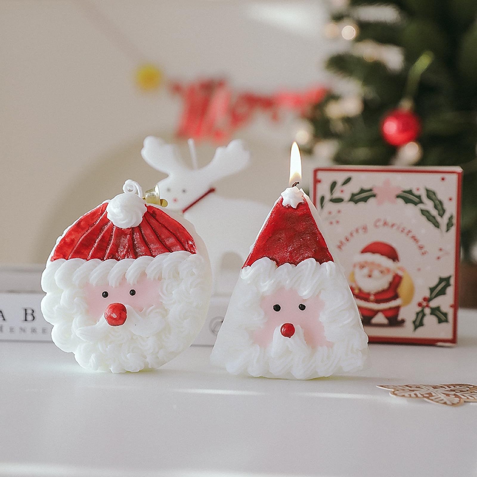 Christmas Cake Scented Candle,110G Handmade Aroma Soy Wax Santa Claus Decorative Candle T-shinAu supplements