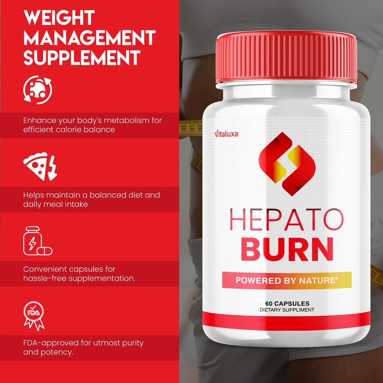 Hepato Burn Capsules - HepatoBurn Supplement Pills Advanced Formula Wait Premium Blend All Natural Loss Support for Men Women, Hepataburn Reviews Maximum Strength Burner Health Wellness (60 Capsules) VitaluxaAu supplements