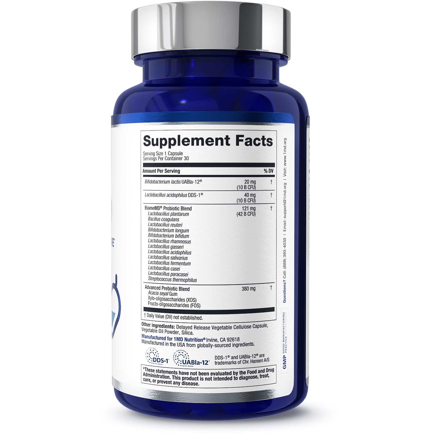 1MD Nutrition BiomeMD Probiotics | 62 Billion CFUs, 15 Comprehensive Strains - Pro & Prebiotics | Doctor-Formulated for Digestive Health & Immune Support | 30 Capsules 1MD NutritionAu supplements