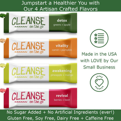 CLEANSE on the go - 3 Day Juice Cleanse - Just Add Water - 21 Powder Packets CLEANSE on the goUS supplements