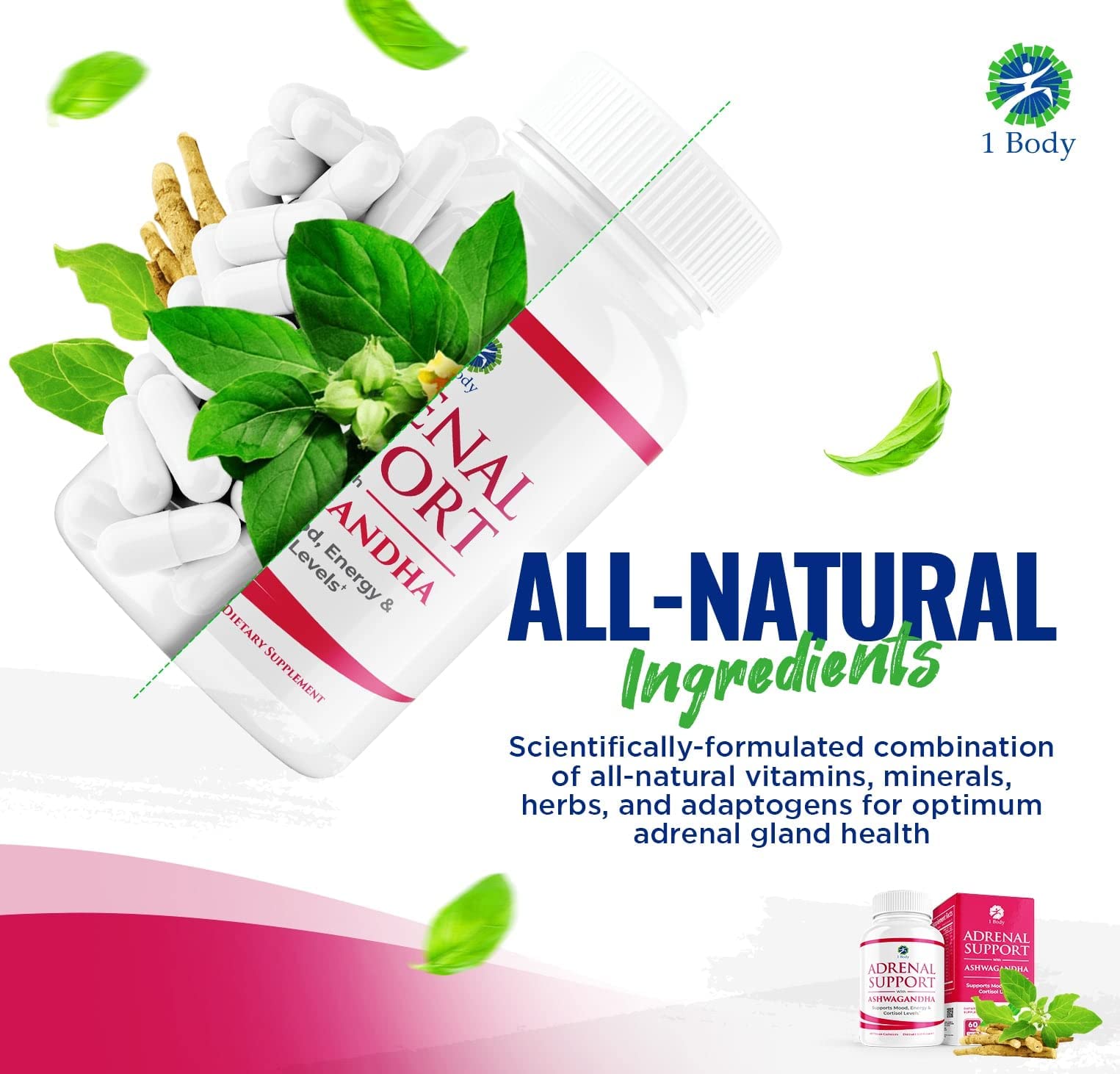 1 Body Adaptogen Complex Supplement with Ashwagandha - 60 Vegan Cap 1 BodyAu supplements