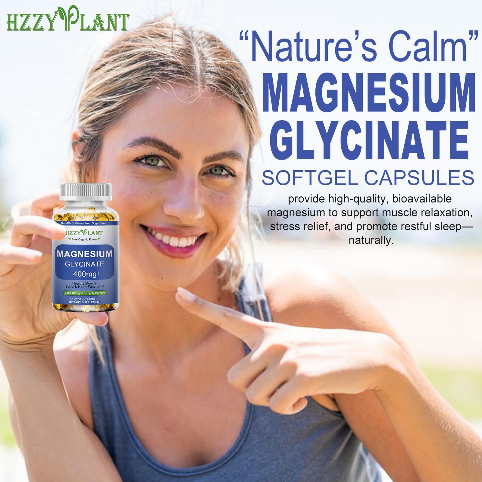Magnesium Glycinate Softgels, High Absorption Magnesium Glycinate 400mg Supplement for Muscle, Heart, Sleep & Bone Support, Bisglycinate Softgel Capsules Supplement, Vegan, Non-GMO, 2 Month Supply HZZYPLANTAu supplements