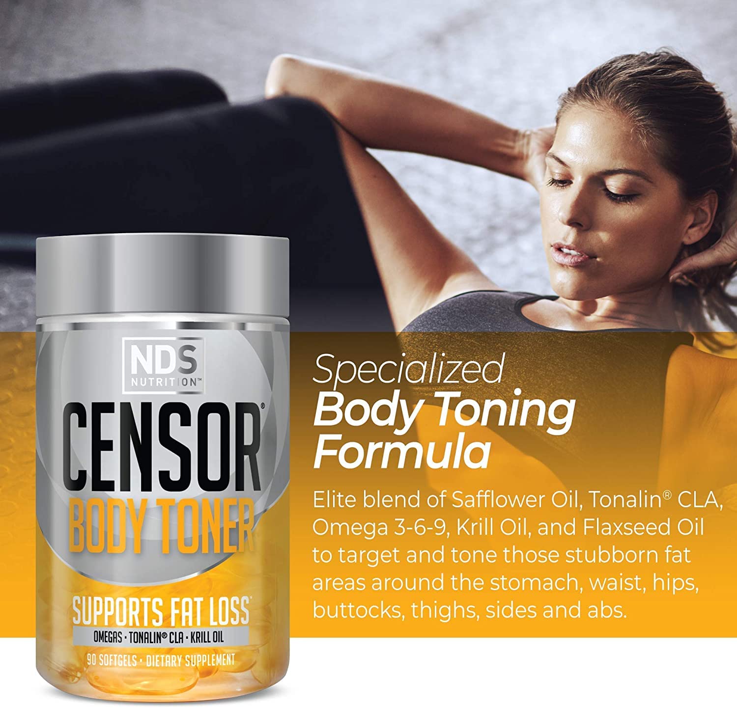 Censor NDS Nutrition Fat Loss and Body Toner with CLA, Fish Oil, Safflower and Omega 3-6-9 Blend CensorUS supplements