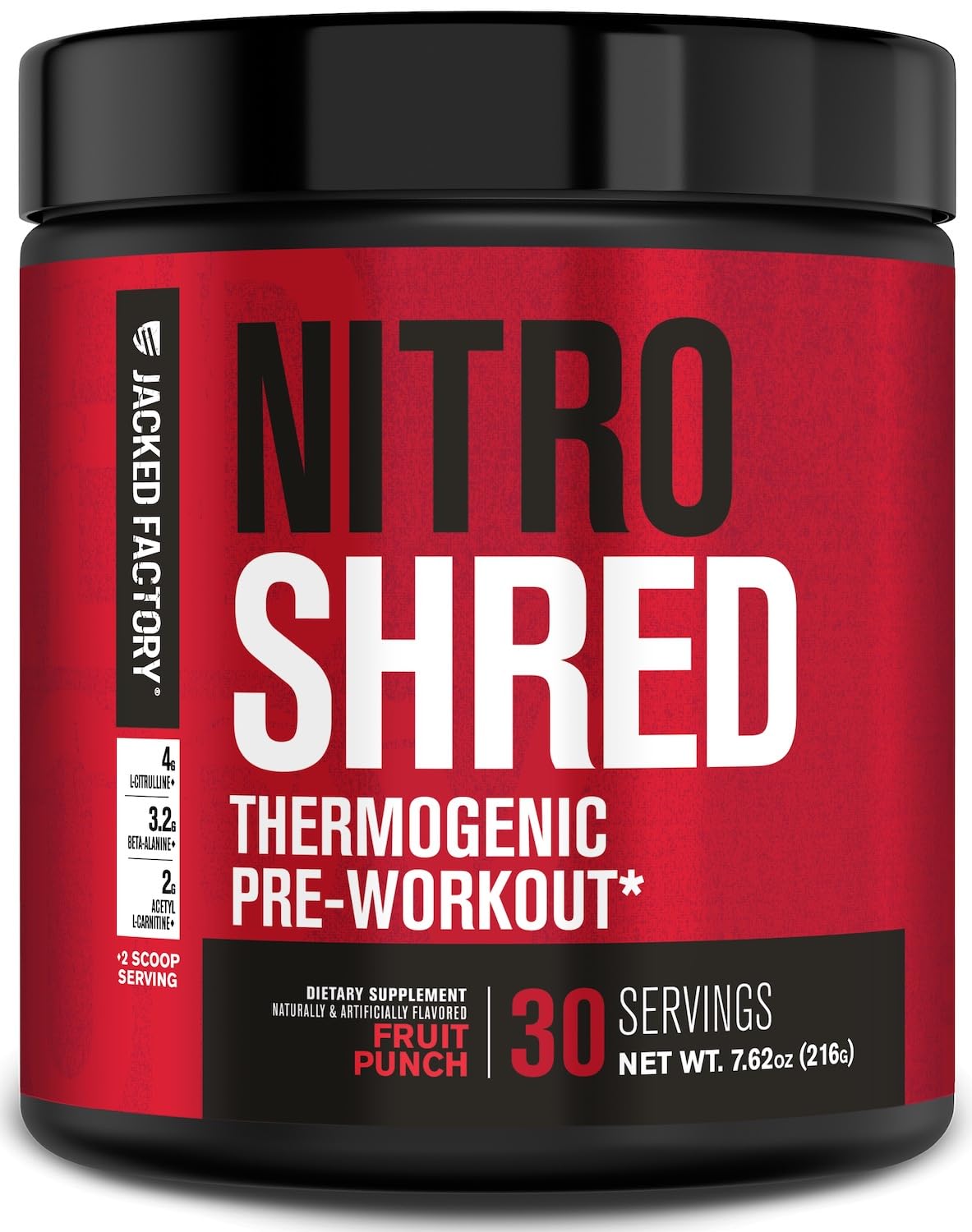 Jacked Factory NITROSURGE Shred Pre Workout Supplement - Energy Booster, Instant Strength Gains, Sharp Focus, Powerful Pumps - Nitric Oxide Booster & PreWorkout Powder - 30Sv, Fruit Punch Jacked FactoryUS supplements