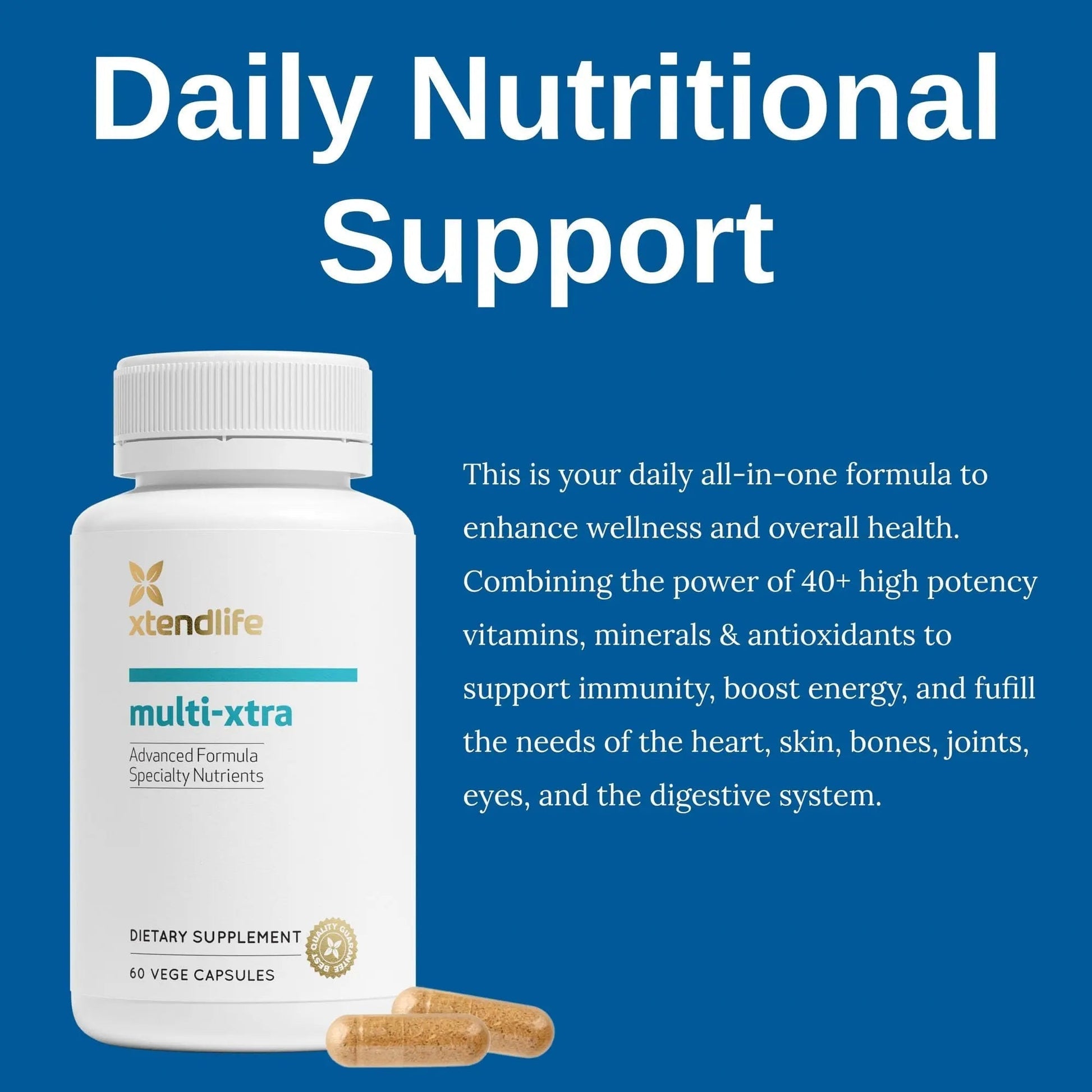 Xtendlife Multi-Xtra Multivitamin for Immune, Heart & Energy Support - 40+ Bioavailable Vitamins, Minerals, Antioxidants & Herbs XtendlifeAu supplements