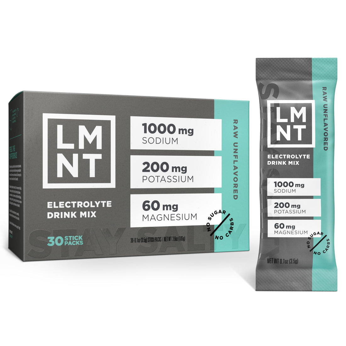 LMNT Zero Sugar Electrolytes - Raw Unflavored Salt | Drink Mix | 30-Count Drink LMNTUS supplements