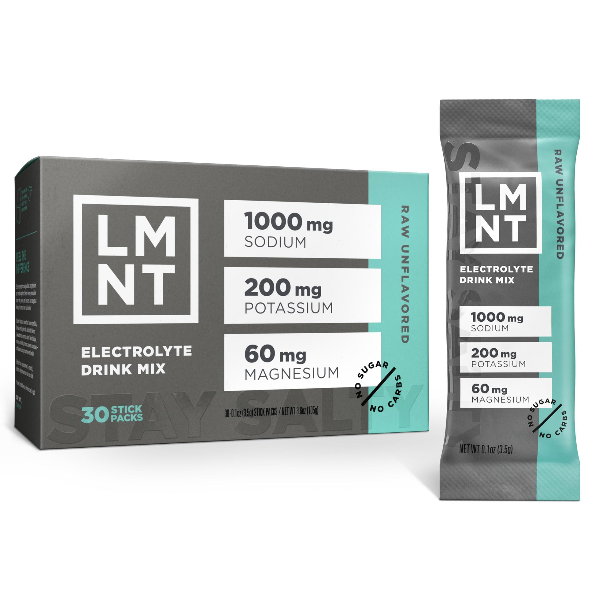 LMNT Zero Sugar Electrolytes - Raw Unflavored Salt | Drink Mix | 30-Count Drink LMNTUS supplements