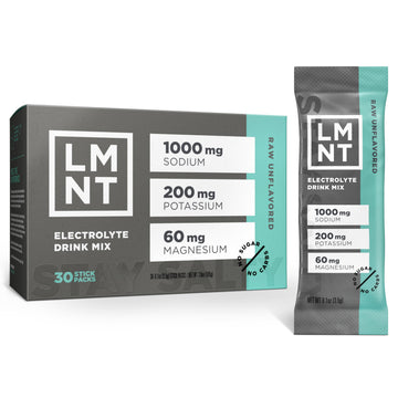 LMNT Zero Sugar Electrolytes - Raw Unflavored Salt | Drink Mix | 30-Count Drink LMNTUS supplements