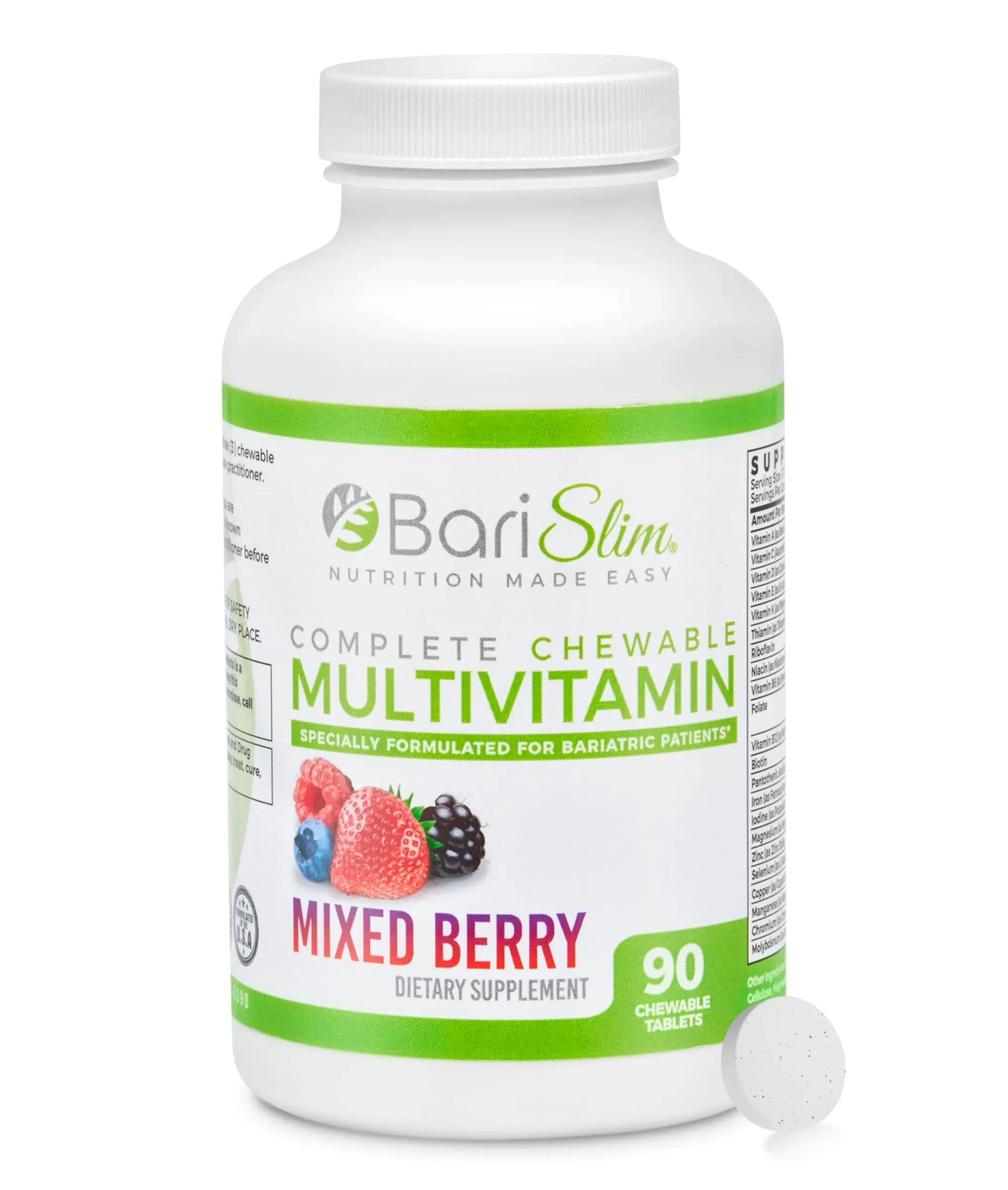 BariSlim Complete Chewable Bariatric Multivitamin Tablets - 45 mg Iron - Bariatric Vitamin & Supplement for Post Bariatric Surgery Including Gastric Bypass BariSlimAu supplements
