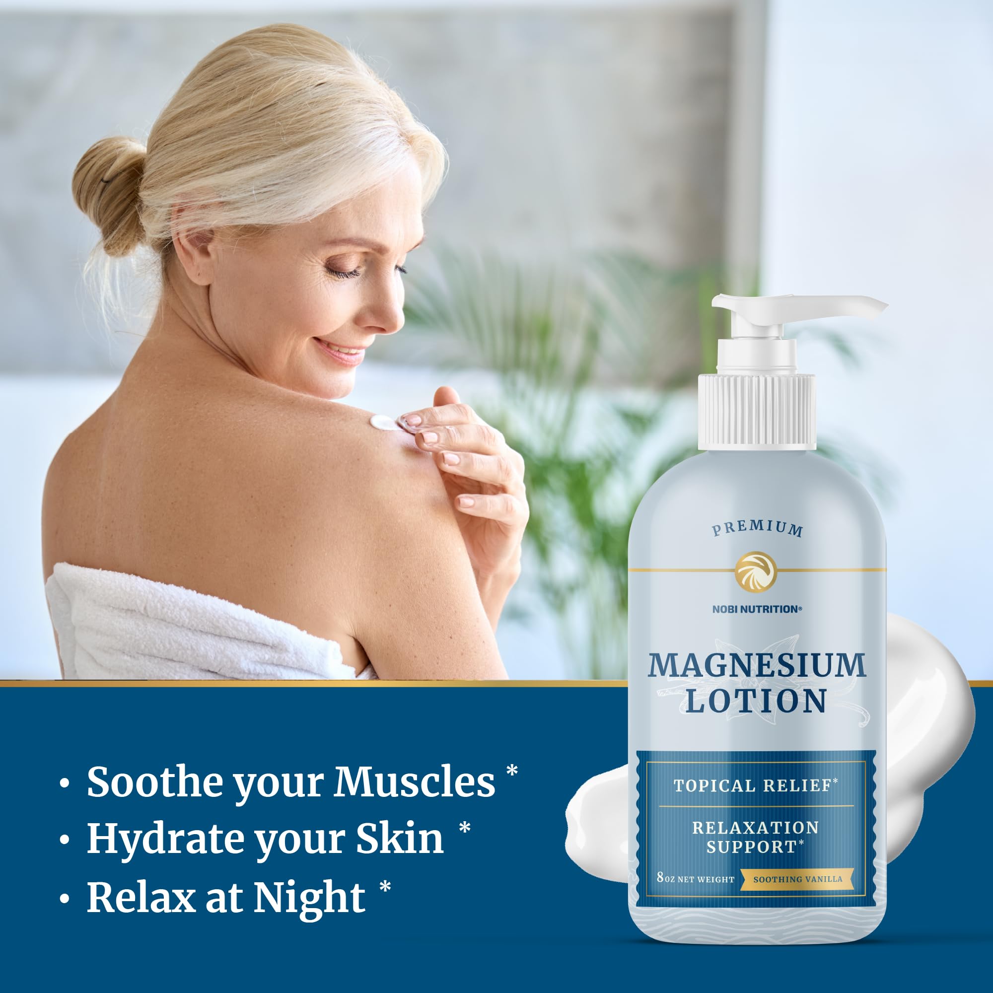Magnesium Lotion | Relieves Muscle Cramps & Soreness | Relaxation & Calming Support Nobi NutritionUS supplements